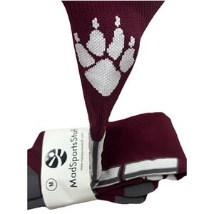 MadSportsStuff Wild Paws Athletic Crew Socks Maroon and White Size M